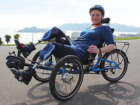 Emily on her ICE recumbent trike