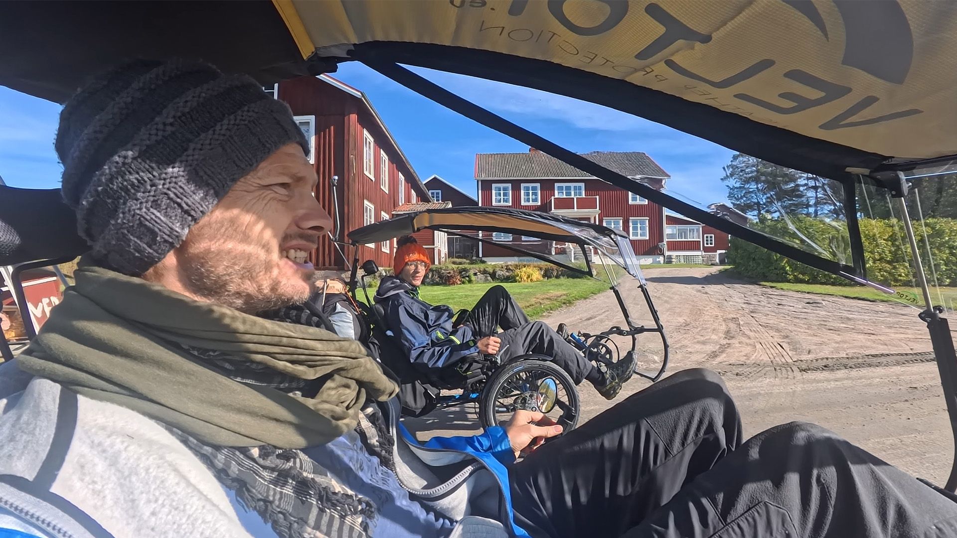 trike-riders-together-outside-selfie