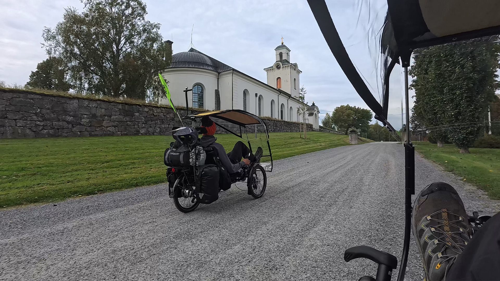 Trike-ride-past-church