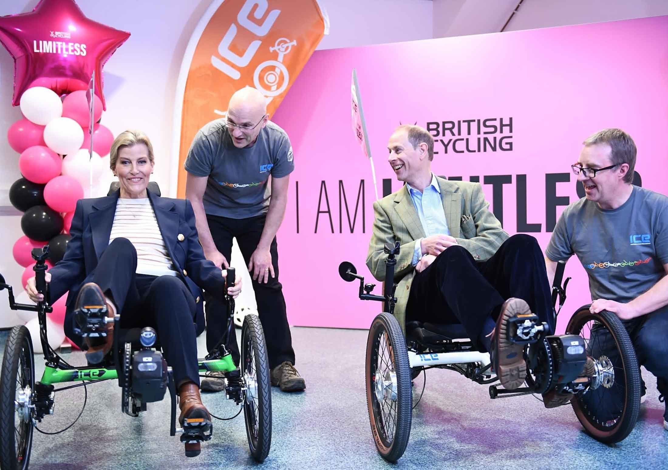 ICE Trikes British Cycling Limitless Accessible with HRH Prince Edward and Princess Sophie Duke and Duchess of Edinburgh