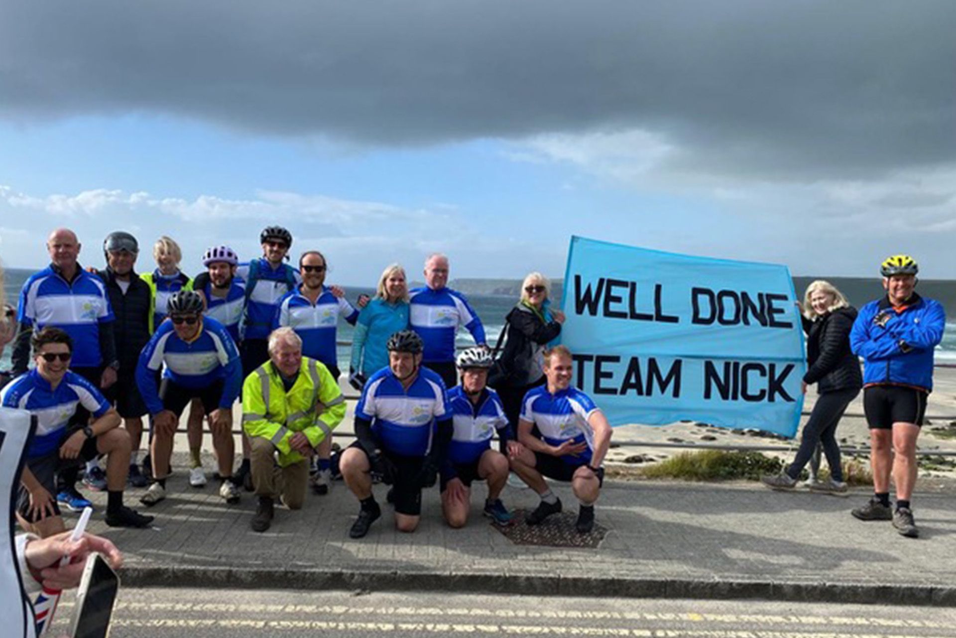 Celebration of completing trike ride